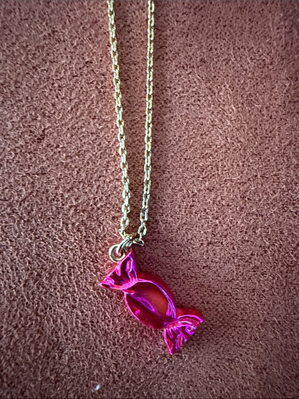 Kate spade Gold Chain Necklace with Bright Pink Candy Pendant - Picture 2 of 4